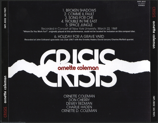 ornette coleman - crisis (plus vocal sessions & big hit single) ornette coleman - crisis (plus vocal sessions & big hit single)