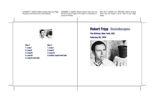 ROBERT FRIPP — THE KITCHEN (New York, NY) — 05 FEB 1978 ROBERT FRIPP — THE KITCHEN (New York, NY) — 05 FEB 1978